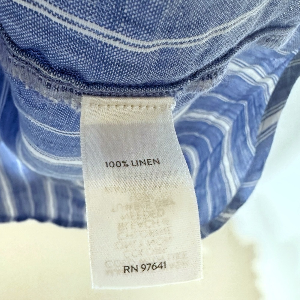 J. Jill Love Linen Button Down Shirt Long Sleeves Stiped Blue /White Size XS - Picture 10 of 11